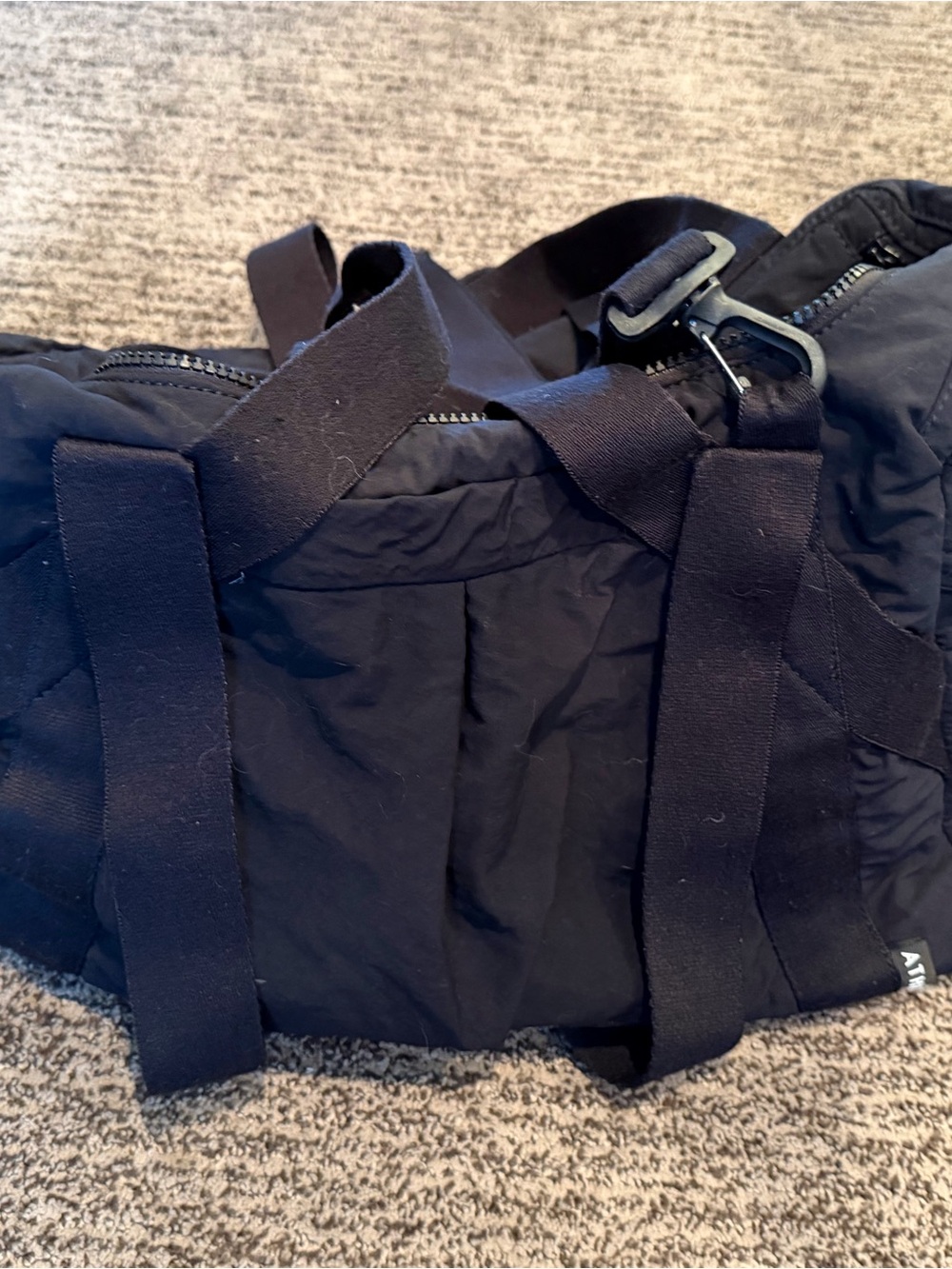 Athleta Black Travel Duffel with Wide Web Handles